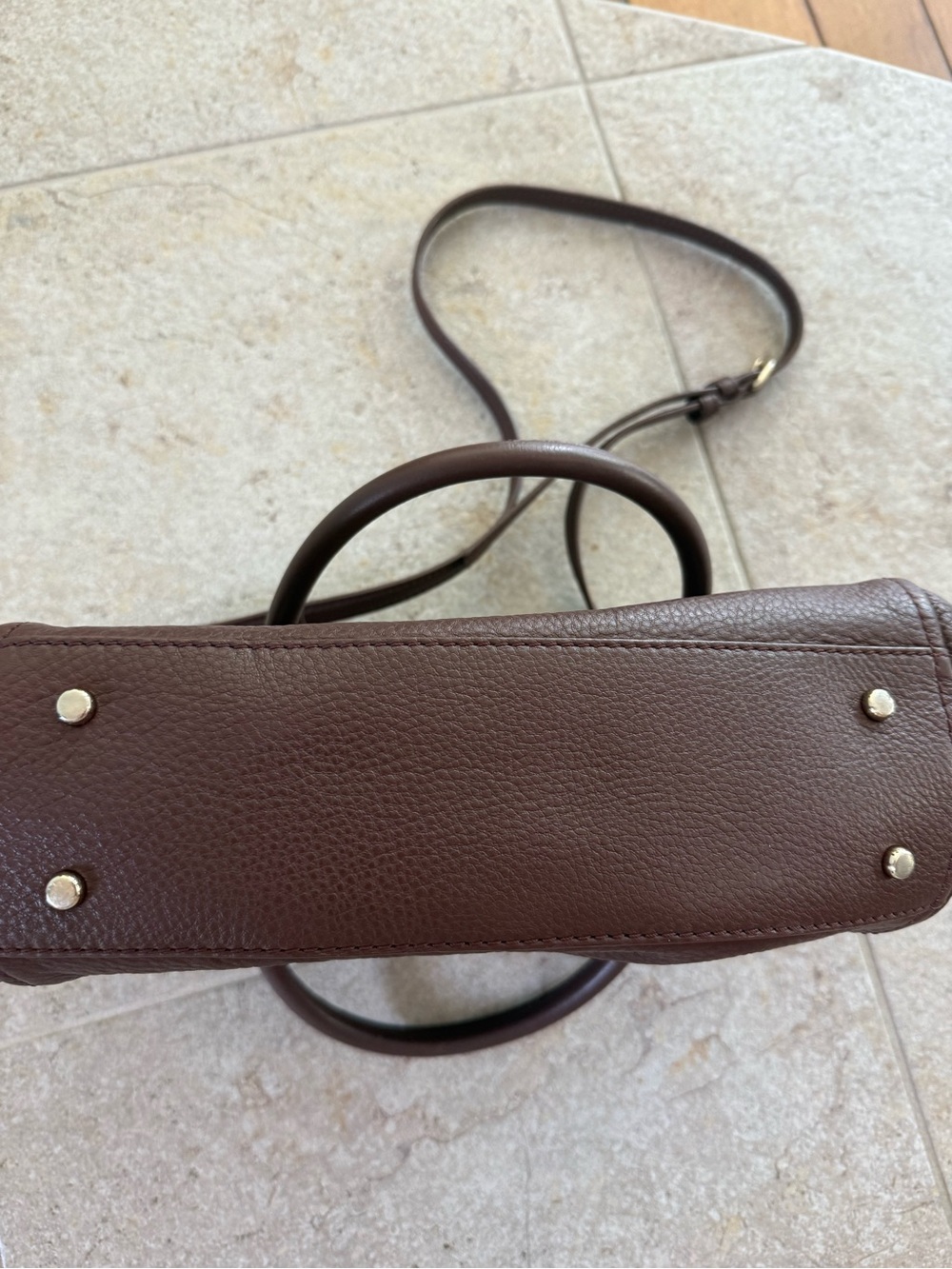 kate spade dark brown leather shoulder satchel with gold hardware - Picture 4 of 5